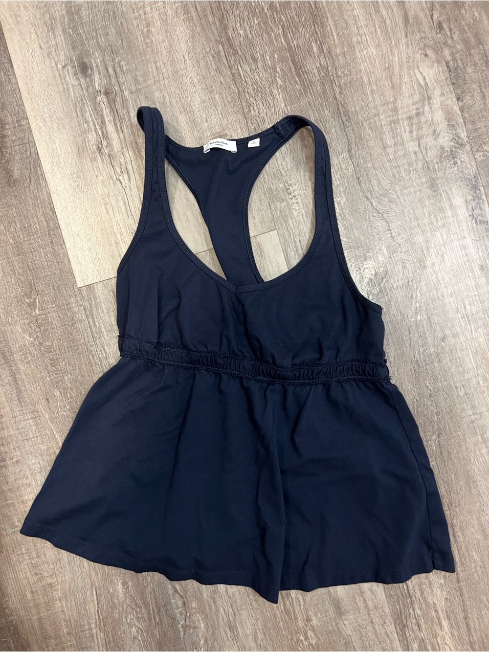 Sunday Best Navy Racerback Tank with Cinched Waist